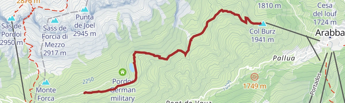 Route map: Passo Pordoi - Monte "Burz"